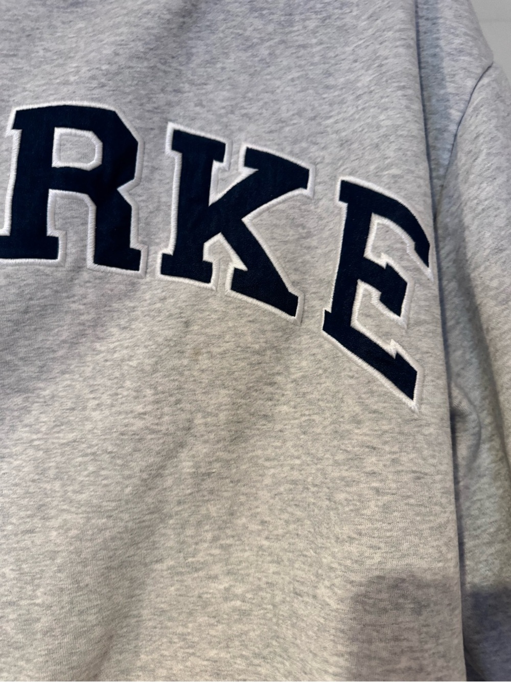 Parke mock neck Heather Gray Crew Sweatshirt with Navy Arch Logo - Picture 3 of 6